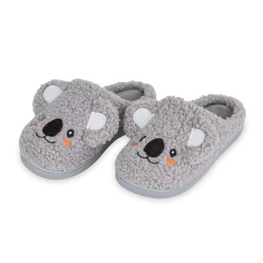 Boys Girls House Slippers Kids Warm Home Shoes Toddler Fuzzy Wool-Like House Shoes Indoor Outdoor Slippers Gray Koala